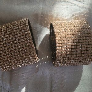 Set of Two (2) Sparkly, Yellow Rhinestone Crystal Cuff Bracelets